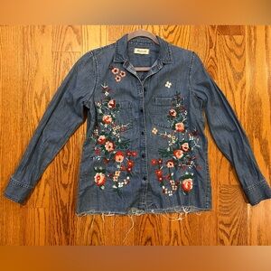Madewell Embroidered Denim Shirt Sz XXS